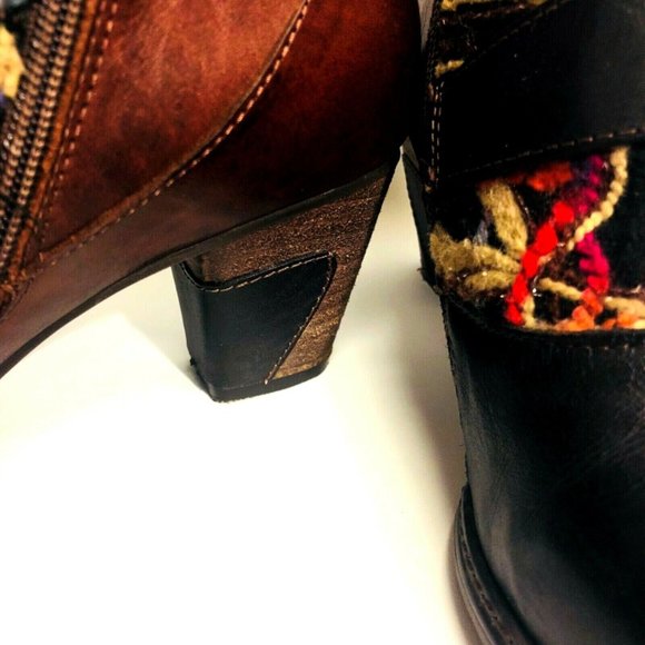 L' Artiste Leather Ankle Boots Black Brown Spring - Picture 3 of 10